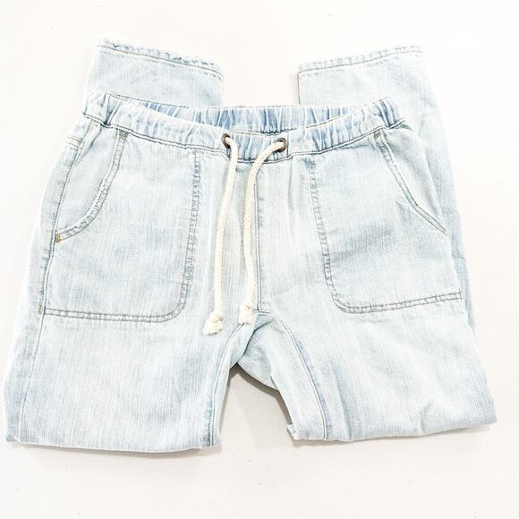 One Teaspoon Shabbies Carpenter Style Light Wash Drawstring Denim Jeans Size S - Picture 2 of 9